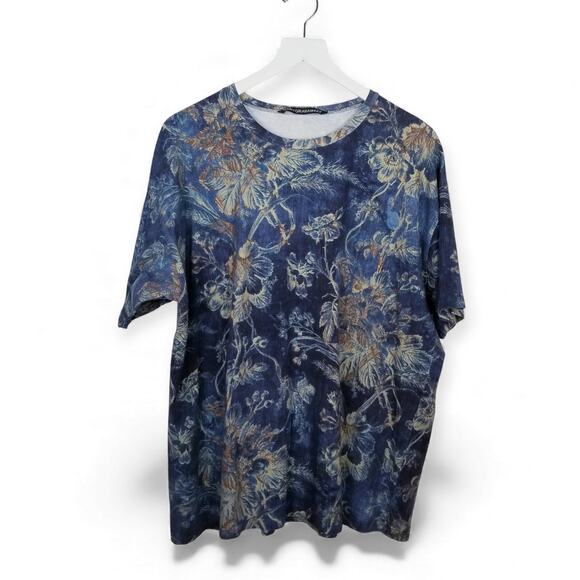 Gary Graham GaryGraham422 Indigo Floral Knit Oversized Tee Shirt Unisex M - Picture 4 of 8